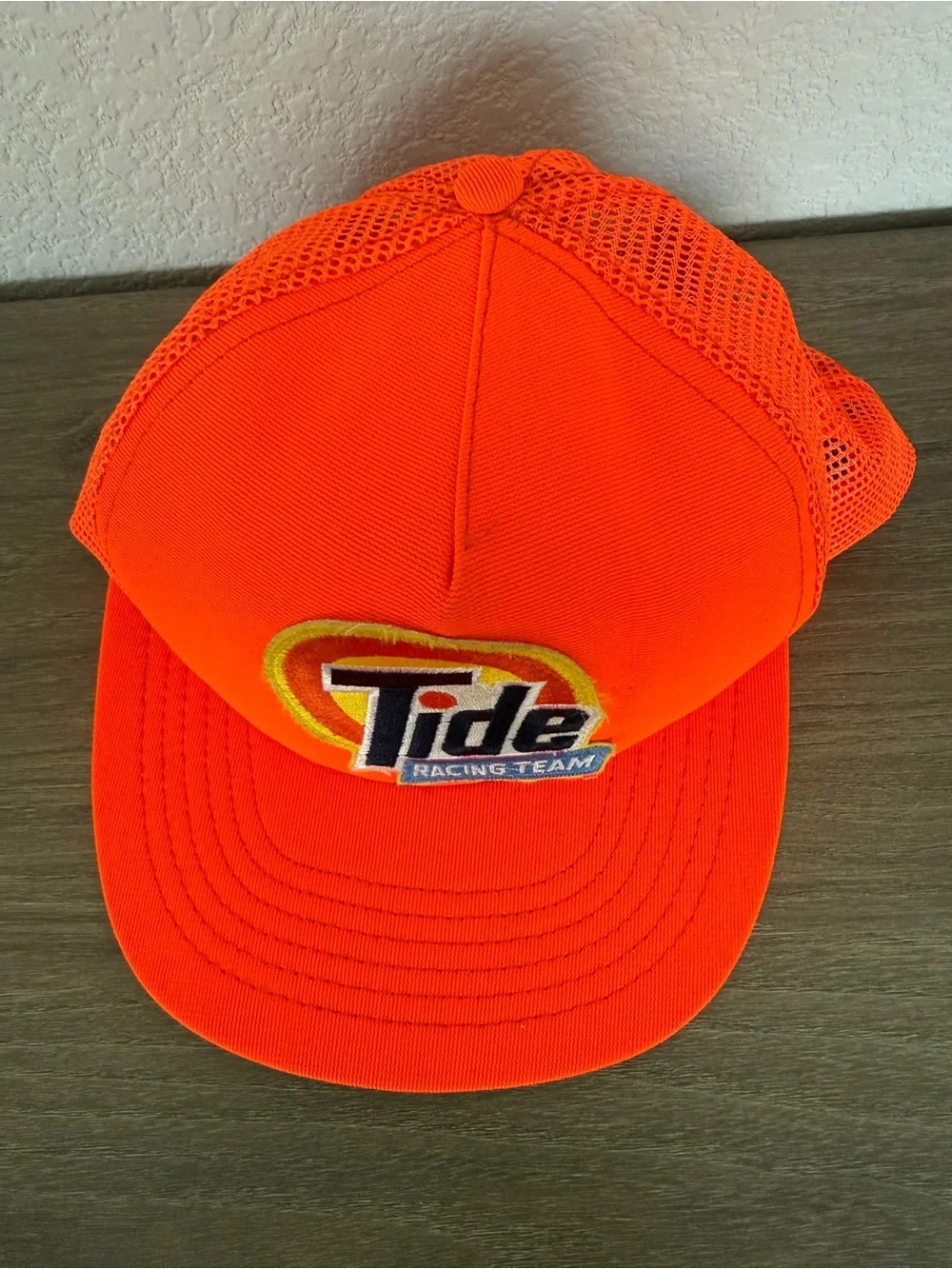 Tide Racing Team Patch Vintage Snapback Trucker Hat Cap Mesh Orange 90s USA Made